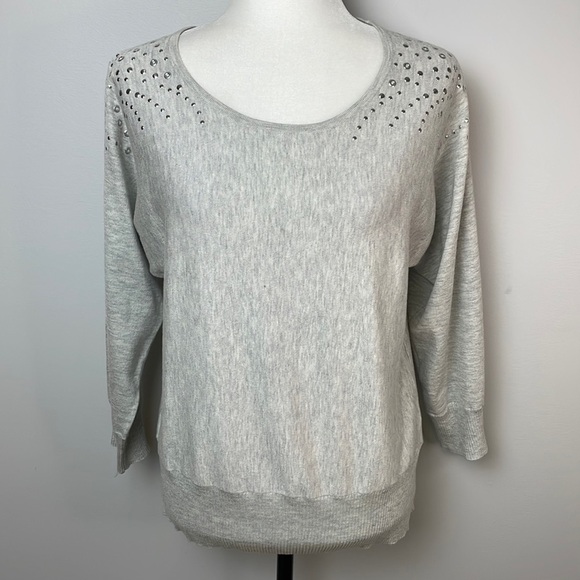 Cable & Gauge Heather Grey 3/4 Sleeve Sweater Sz Medium. - Picture 1 of 9